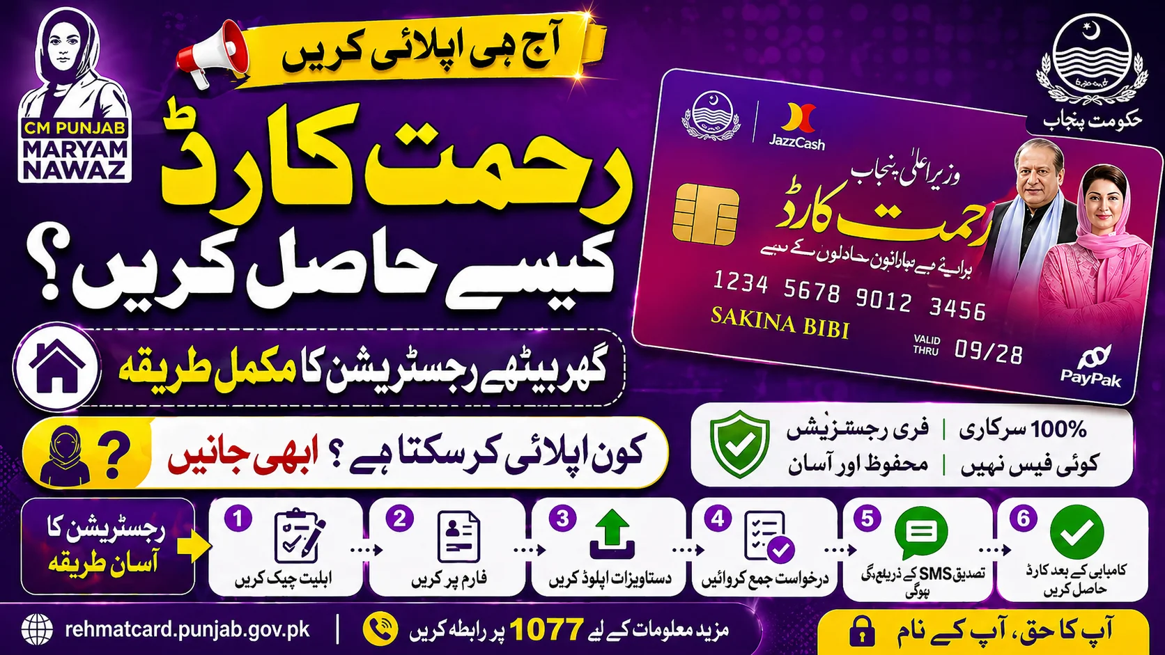 CM Punjab Rehmat Card For Widows and Orphan Children